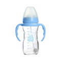 Bpa Free Silicone Cover Glass Baby Drinking Feeding Bottle With Handle